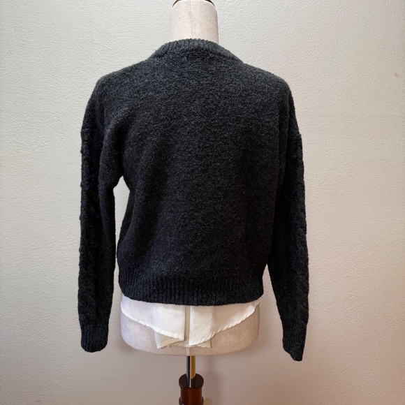 Old Navy Wool Blend Chunky Cable Knit Charcoal Gray Pullover Sweater Women XS - Picture 13 of 13